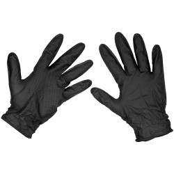 Sealey SSP57L Black Diamond Grip Thick Nitrile Powder-Free Gloves L - PK 50