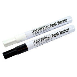 Faithfull FAIPMBLKWHI Paint Marker Pen Black &amp; White (Pack 2)