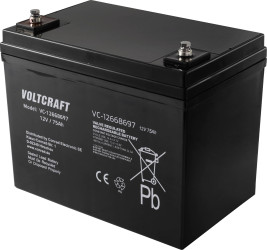 Akumulator ołowiowy VOLTCRAFT VC-12668697 VC-16623035, AGM, 12 V, 75 Ah