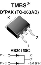 VB30150C-M3 Dual High-Voltage Trench MOS Barrier Schottky Rectifier Ultra Low VF = 0.56 V at IF = 5.0 A
