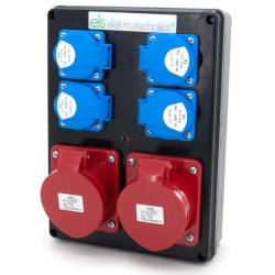 Rozdzielnica budowlana 2*32A/5 + 4*GS 230V, obudowa stacjonarna czarna, ELS Elektrotechnika, N402C