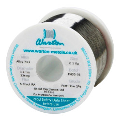 Warton Metals Autosol RA Alloy No. 1 Fast Flow 2% Solder Wire 22SWG 0.711mm 500g