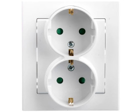 SONATA Gniazdo podwójne z/u Schuko z przesłonami białe GP-2RSP/00