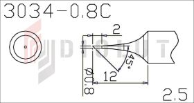 Grot Q303-0.8C ścięty 0,8mm z czujnikiem temperatury do QUICK202D