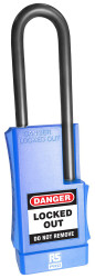 Blokada Kłódki zabezpieczające RS PRO rozmiar mocowania 75mm Niebieski długość pałąka: 75mm