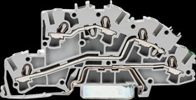 2003-7645 Multi-level installation terminal block, 2.5 mm², L/L/PE, grey