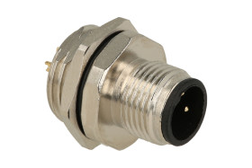 Wtyk; KLS15-M12A-B203; M12-3p; 3 tory; proste; lutowany; 0,34mm2; 12mm; wkręcane (M16x1,5); na panel; czarny; IP67; 4A; 250V; KL