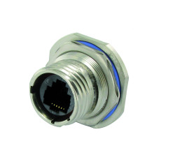 Złącze Ethernet Gniazdo Złącze RJ45 Nakrętka blokująca Cat6 Amphenol Socapex, proste 8-żyłowe