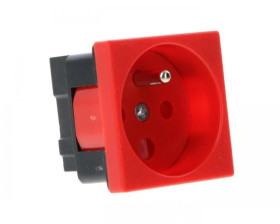 Gniazdo elektryczne 45x45 z kluczem, czerwone - 2P+Z PZ01