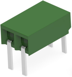 Socket header, 2 pole, pitch 2.54 mm, angled, green, 216602-2