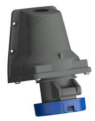 Złącze przemysłowe - zasilające 16A Gniazdo 230 V 2P + E Żeński Amphenol Industrial Niebieski Montaż ścienny IP67