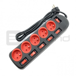 Listwa zasilająca Esperanza ELK101KR Rainbow 5 Pro - 1,5m - czarno-czerwona