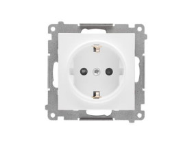 SIMON 55 Gniazdo pojedyncze z uziemieniem SCHUKO z przesłonami szybkozłącza biały mat TGSZ1CZ.01/111 KONTAKT SIMON