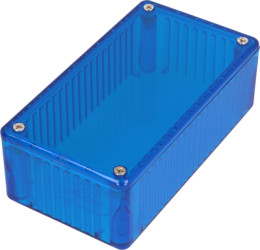 PC enclosure, (L x W x H) 120 x 65 x 40 mm, blue/transparent, IP54, 1591CTBU