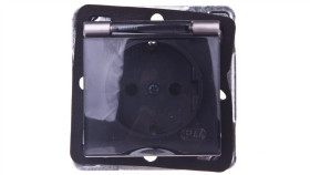 Impresja Gniazdo Bryzgoszczelne Z/U Schuko Ip44 Klapka Przezroczysta Tytan...