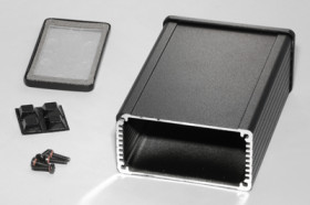 Aluminum RF enclosure, (L x W x H) 120 x 84 x 44 mm, black, IP54, 1457K1201EBK