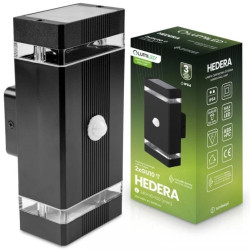 Lampa Ogrodowa Kinkiet Elewacyjny góra dół 2x GU10 Czarny Czujnik Ruchu i Zmierzchu IP54 HEDERA LUMILED