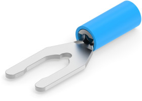 Insulated forked cable lug, 0.26-1.65 mm², AWG 22 to 16, blue, 696471-1