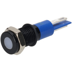 R-TECH 657089 Panel Indicator 8mm Flat 24V Whi Black Plated Brass