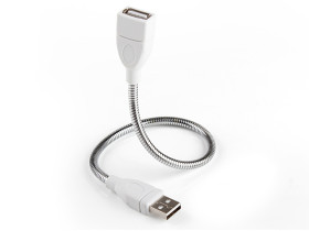 Flexible USB Male to Female Extension Cable - Adapter Cable - Metal Hose Power Supply Cord - for USB Light, Fan