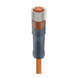 Kabel konfekcjonowany jednostronnie M8 4-pinowy żeńskie prosty złącze z samoblokującym gwintem pomarańczowy PVC RKMV 4-07/20 M