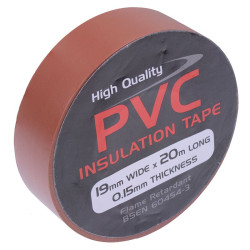 19mm x 20m Brown PVC Insulation Tape