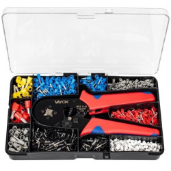 Zaciskarka + końcówki kablowe tulejkowe (1200 szt.) VA0256 Vayox