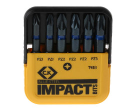 Zestaw końcówek do wkrętaka Pozidriv l. elementów: 6 rozmiar: PZ1, PZ2, PZ3 Zestaw końcówek udarowych CK