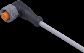 Sensor actuator cable, M12 cable socket, angled, A to open end, 5 pole, 5 m, PUR, gray, 4 A, EVW008