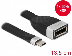 86731 Adapter cable USB C &gt; DP, 4K at 60 Hz, flat, 13.5 cm