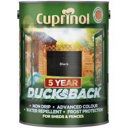 Cuprinol 5244557 Ducksback 5 Year Waterproof for Sheds &amp; Fences Black 5 litre