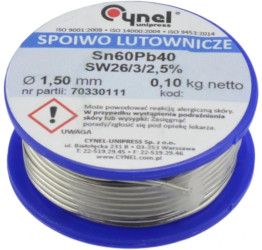 CYNEL UNIPRESS Cyna 1,50mm 100g Sn60Pb40 SW26/3/2.5 spoiwo lutownicze PROFESSIONAL