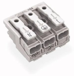 Złączka zasilająca 3-biegunowa ze stopkąmi bez styku PE 294-5023 /500szt./