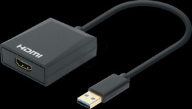153690 Adapter, USB-A > HDMI, 1080p, black, 15 cm