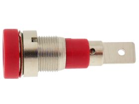 Gniazdo banan 4mm czerwone na panel