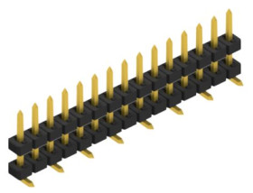Pin header, 15 pole, pitch 2 mm, angled, black, SLY11SMD05115G
