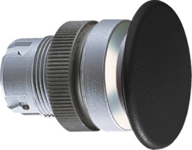 Mushroom pushbutton, unlit, groping, waistband round, black, front ring silver, mounting Ø 22.3 mm, 1.30.246.502/0100