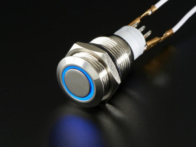 Adafruit Rugged Metal Pushbutton with Blue LED Ring