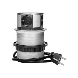 Gniazdo meblowe Ø10cm wysuwane z blatu z przewodem 1.5m. 4x2P+Z. wersja schuko OR-AE-1341(GS)
