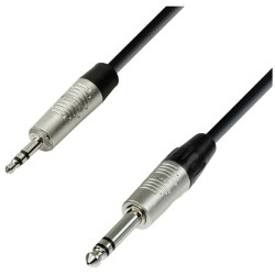 Adam Hall K4BVW0300 Jack Instruments Cable Black 3m 3.5mm to 6.3mm Stereo