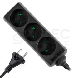 Przedłużacz elektryczny Listwa zasilająca na 3 gniazda [2P] czarna 5m ECO PLASTROL
