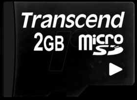 TS2GUSD MicroSD-Card 2GB, Transcend, with Adapter