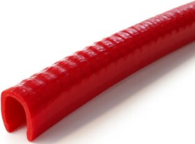 Edge protection profile, with steel frame, (W x H) 10 x 14.5 mm, max. clamping range 4 mm, PVC, red, HS-KSP-14-ROT-5M