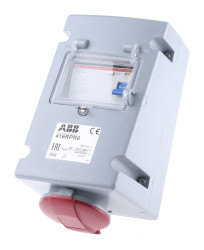 RCD 16A Gniazdo 415 V 3P + N + E Żeński Amphenol Industrial Czerwony Montaż ścienny IP44