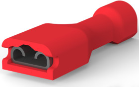 Insulated flat plug sleeve, 4.75 x 0.51 mm, 0.32 to 0.82 mm², AWG 22 to 18, brass, tin-plated, red, 2-520182-2