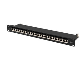 PATCH PANEL 24 PORT 1U 19” KAT.7 EKRANOWANY CZARNY LANBERG
