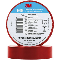 3M 165RD6E Temflex&#x2122; 165 Electrical Tape Red 25 m x 19 mm 1 pc