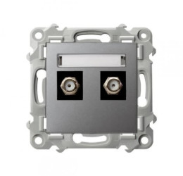 SZAFIR Gniazdo antenowe typu F podwójne szary mat GPA-2ZF/m/70