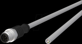 142MKA10020 Sensor cables, M12, 8-pin, plug > open end, 2 m