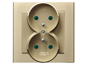 SONATA Gniazdo podwójne z uziemieniem IP20 z przesłonami z ramką szampański złoty GP-2RZP/39 OSPEL